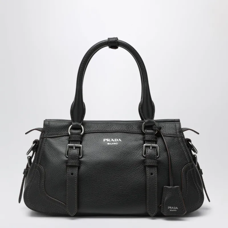 Large Black Leather Shopping Bag made by Prada