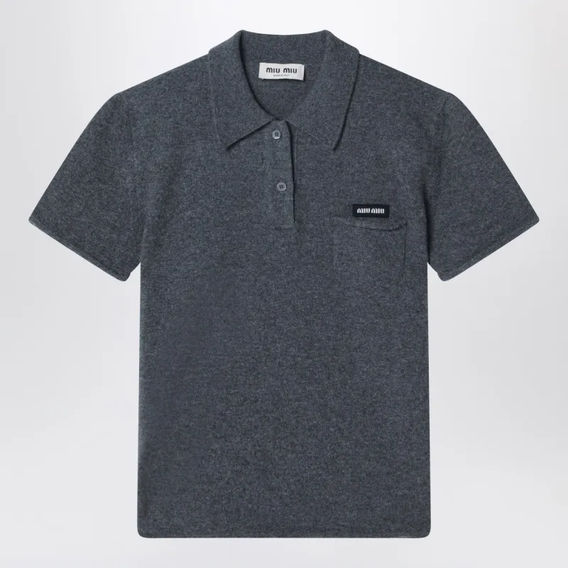 Slate Grey Cashmere Polo Shirt made by Miu Miu