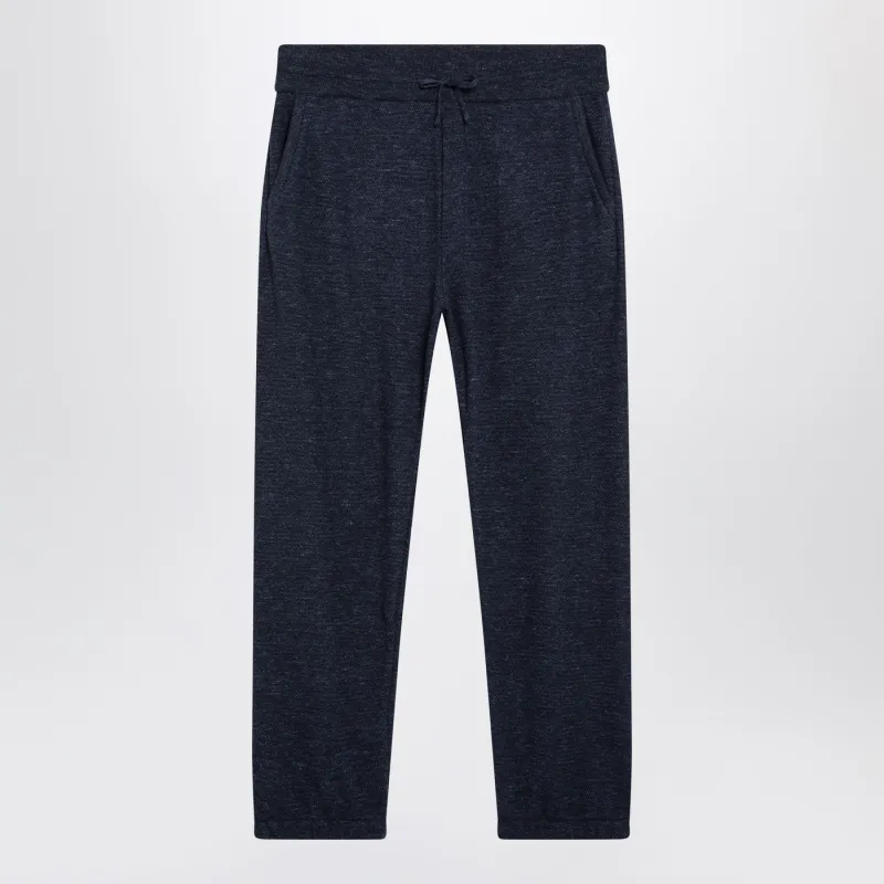 Gokarna Blue Mélange Wool-Blend Trousers made by Loro Piana