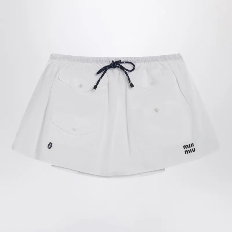 White Cotton Mini Skirt made by Miu Miu