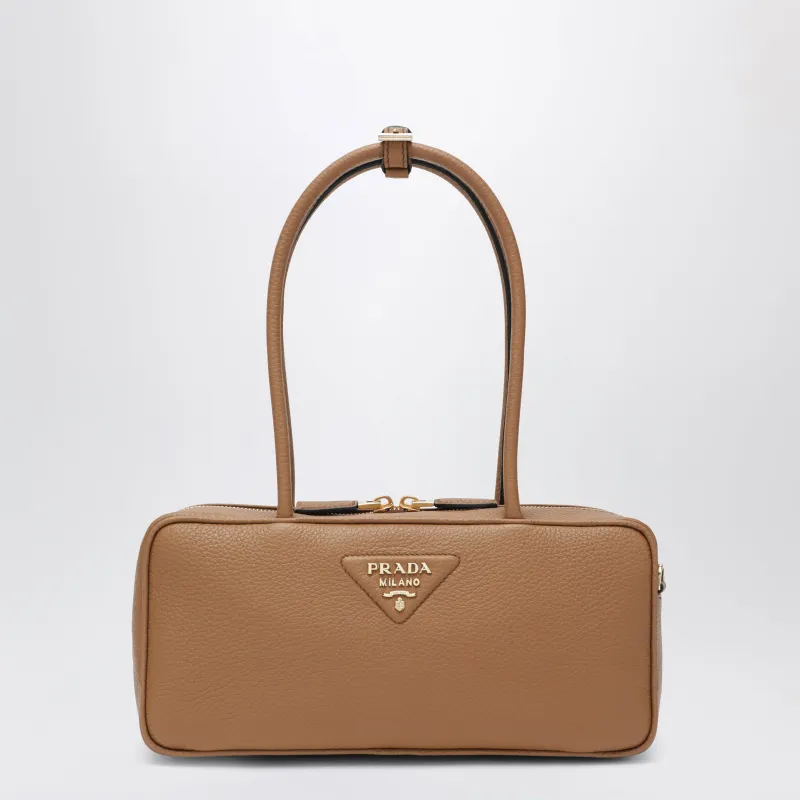 Medium Caramel-Colored Leather Top-Handle Bag made by Prada