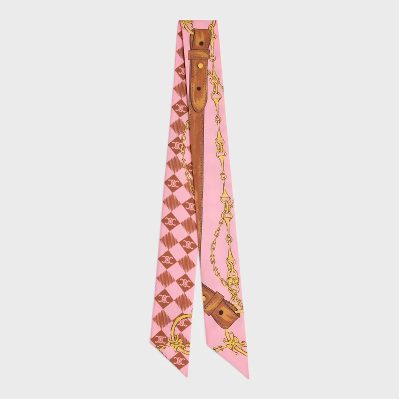 Silk Twill Lavallière In Brown/Pink/Gold made by Celine