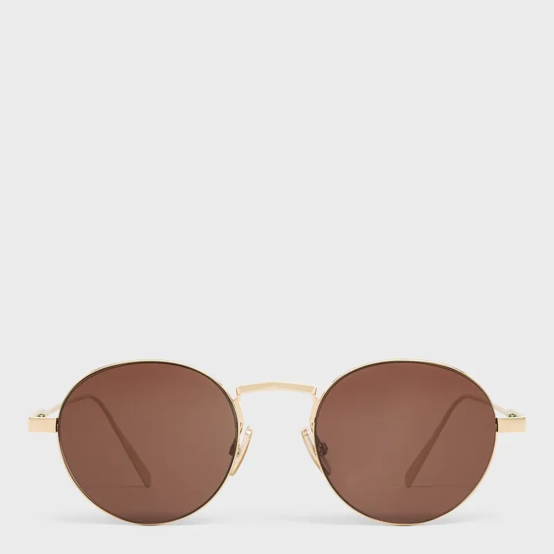 Metal Frame 28 Sunglasses In Light Gold/Brown Metal made by Celine