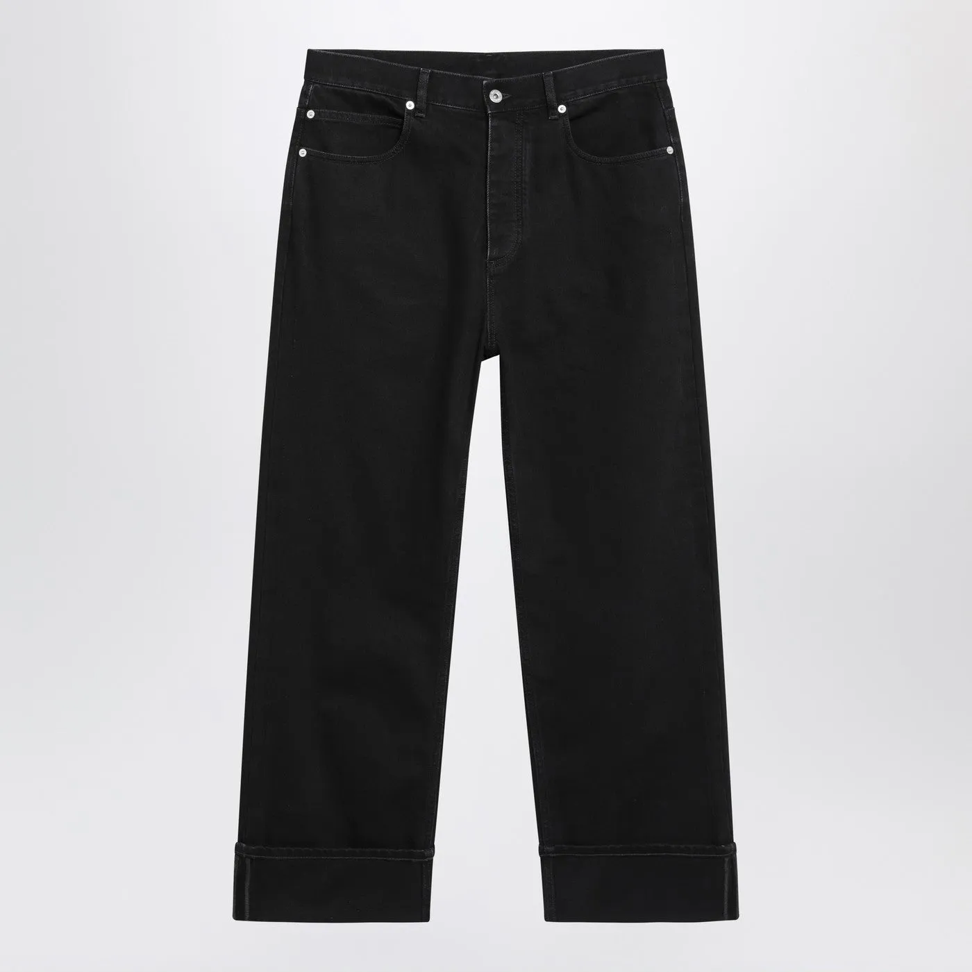 Faded Black Turn-Up Jeans sold by Wanan Luxury