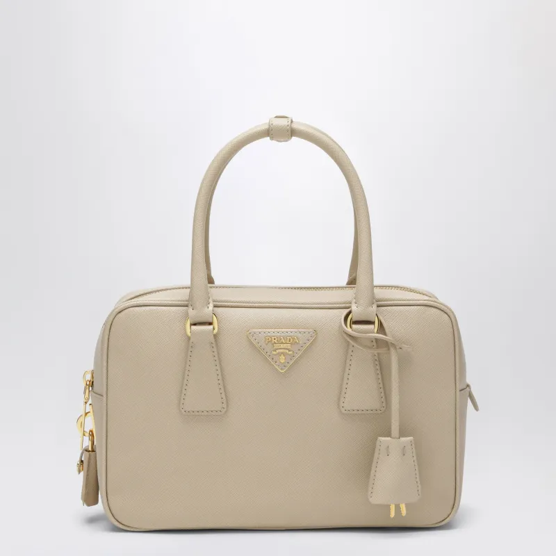 Beige Saffiano Leather Top-Handle Bag made by Prada