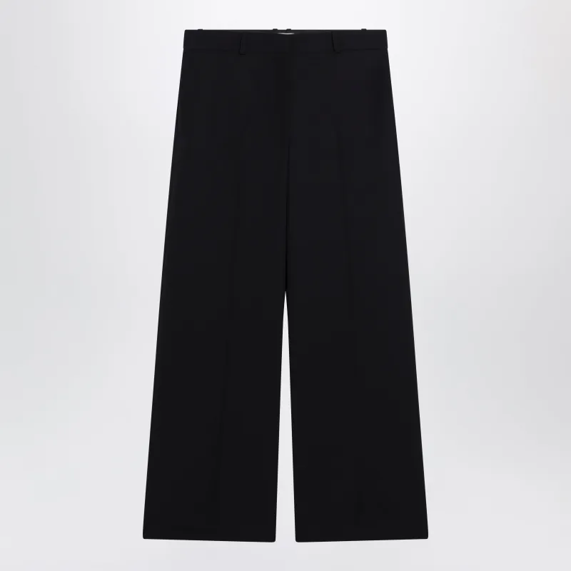 Straight-Leg Low-Rise Wool Gabardine Pants In Dark Navy made by The Row