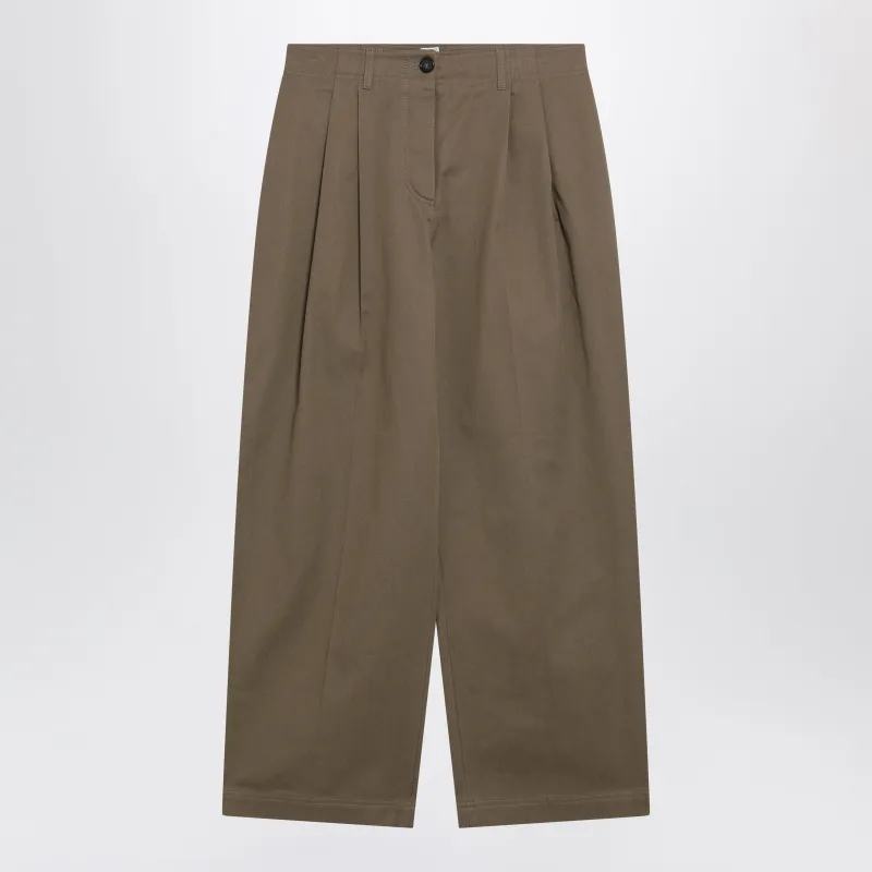 Hazelnut Cotton Trousers made by Toteme