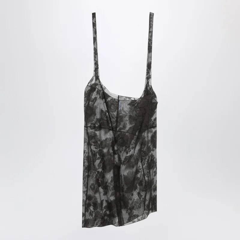 Brown Chantilly Lace Midi Skirt With Straps made by Prada