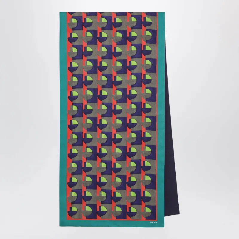 Printed Silk Twill Scarf Absinthe/Begonia made by Miu Miu