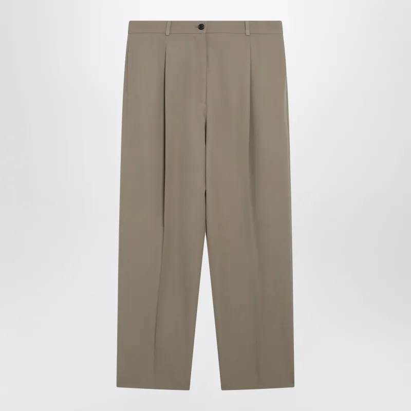 Gianni Tapered Wool Gabardine Trousers In Beige made by The Row