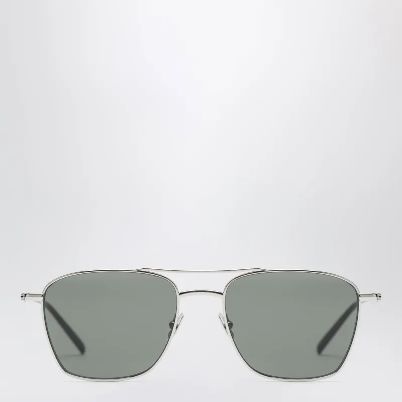 Silver Rectangular Metal Sunglasses made by Yves Saint Laurent