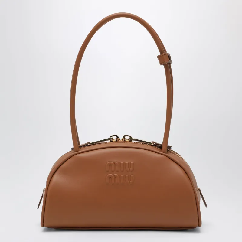 Beau Leather Bag In Cognac Color made by Miu Miu