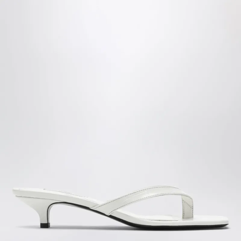 White Leather Heeled Thong Sandals made by Toteme