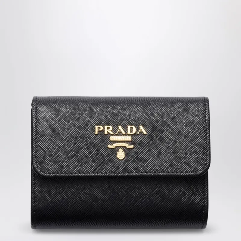 Small Wallet In Black Saffiano Leather made by Prada