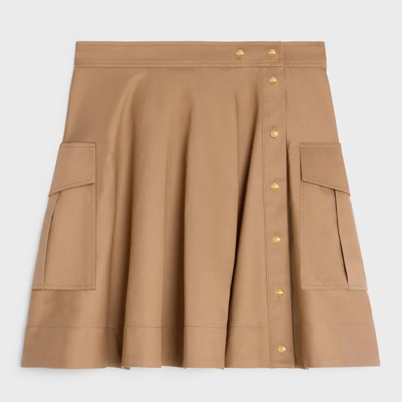 Skirt In Cotton Twill Caramel made by Celine