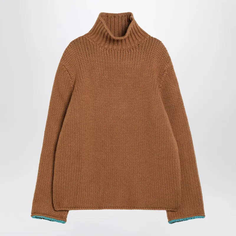 Brown Wool Turtleneck Sweater made by Loewe