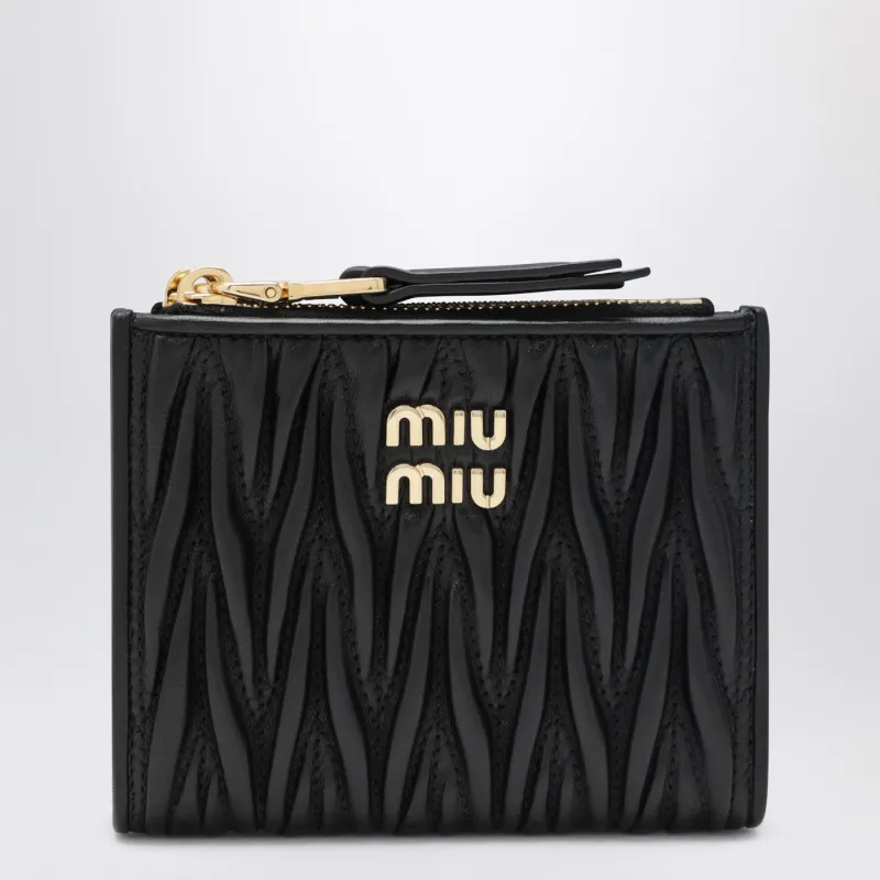 Small Black Matelassé Nappa Wallet made by Miu Miu