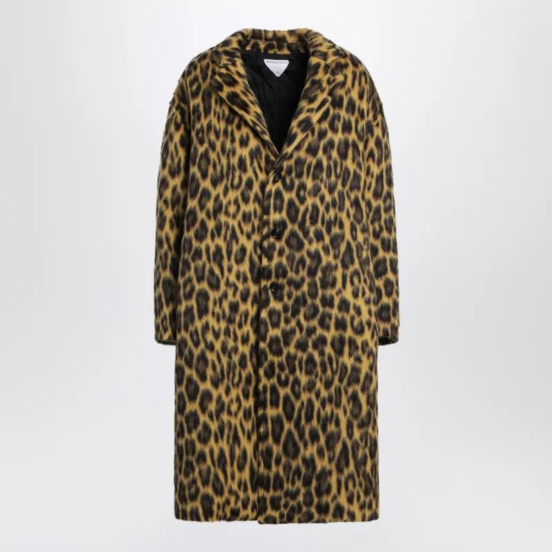 Animal-Print Single-Breasted Coat In Wool Blend made by Bottega Veneta