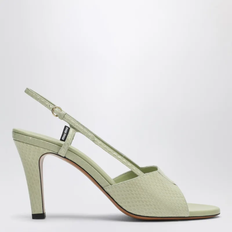 Pistachio-Colored Ayers Slingback Sandals made by Miu Miu