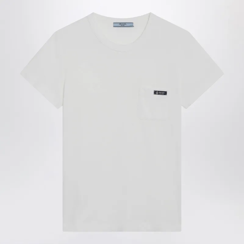 T-Shirt Girocollo Bianca In Cotone made by Prada