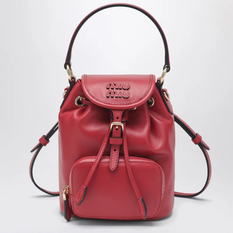 Small Red Leather Backpack made by Miu Miu