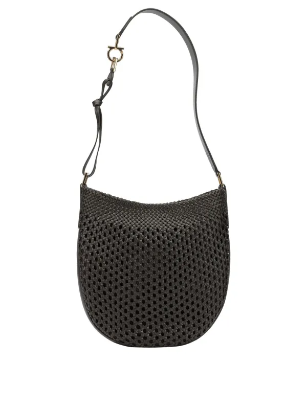 Hobo Smile Shoulder Bags Brown made by Salvatore Ferragamo