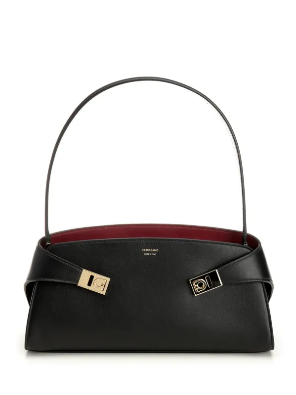 Hug Leather Shoulder Bag Black made by Salvatore Ferragamo