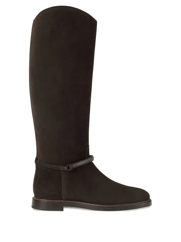 Suede Boots With Precious Strap made by Brunello Cucinelli