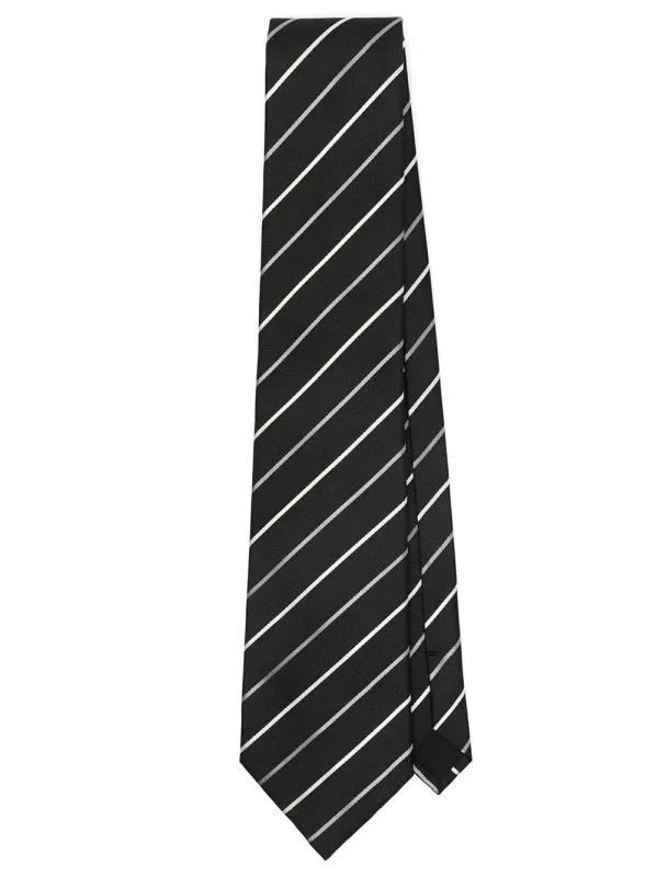 Wide Tie In Striped Silk Jacquard made by Yves Saint Laurent