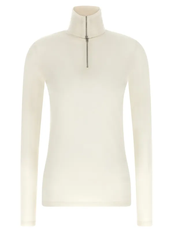 Half-Zip Sweater White made by Jil Sander