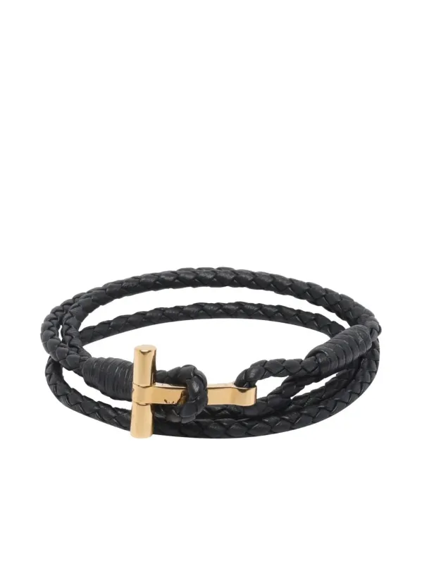 Braided Leather T Bracelet made by Tom Ford