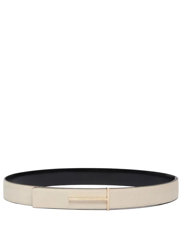 Grained Leather And Spazzolato Leather Slim T Belt made by Tom Ford