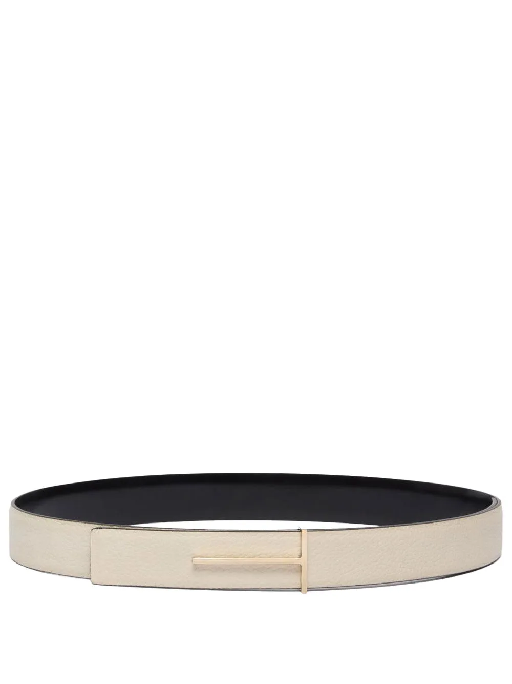 Grained Leather And Spazzolato Leather Slim T Belt sold by Wanan Luxury