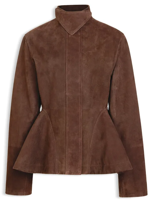 Peplum-Cut Goatskin Suede Jacket made by Alaia