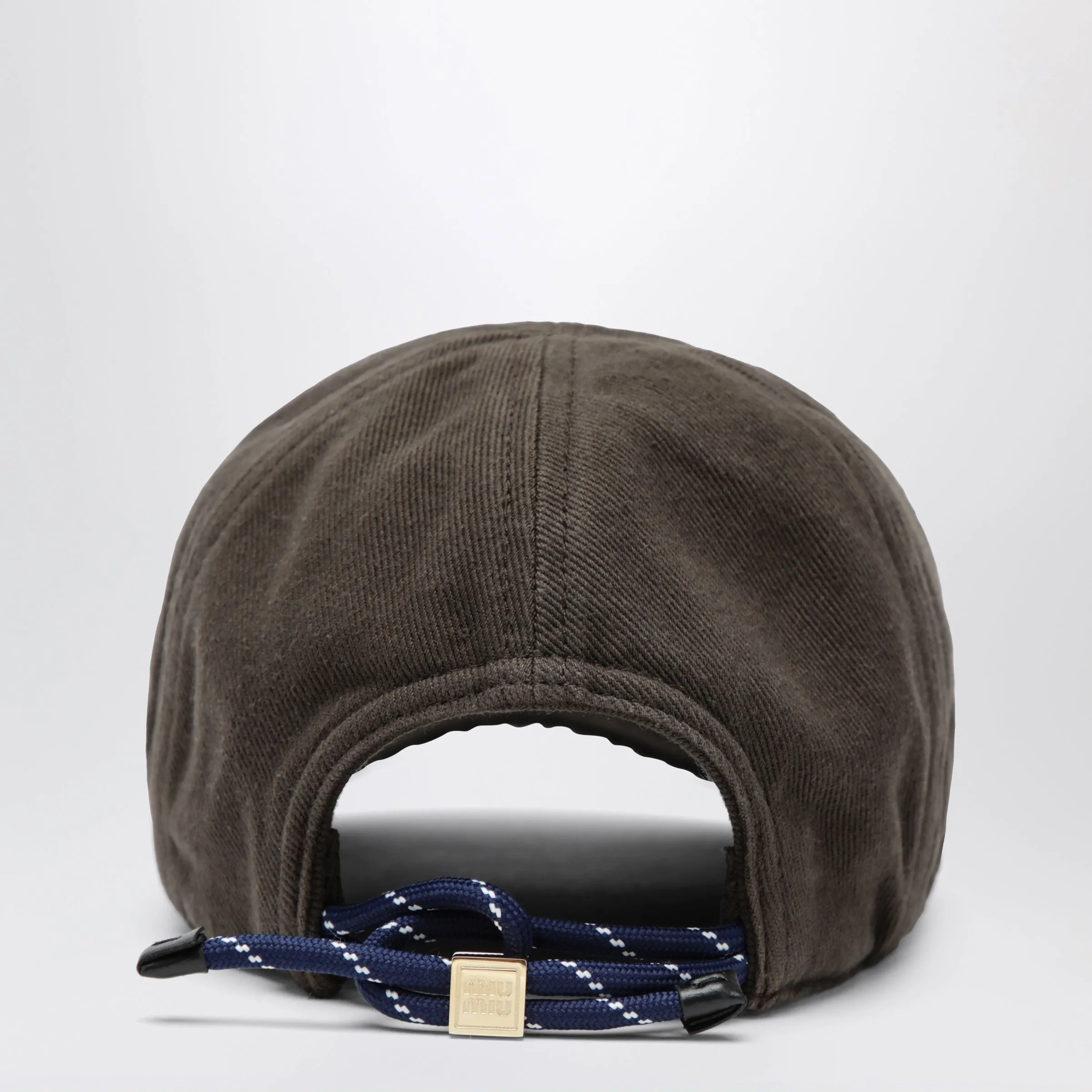 Washed Denim Baseball Cap In Dark Brown And Blue sold by Wanan Luxury product image thumbnail 2