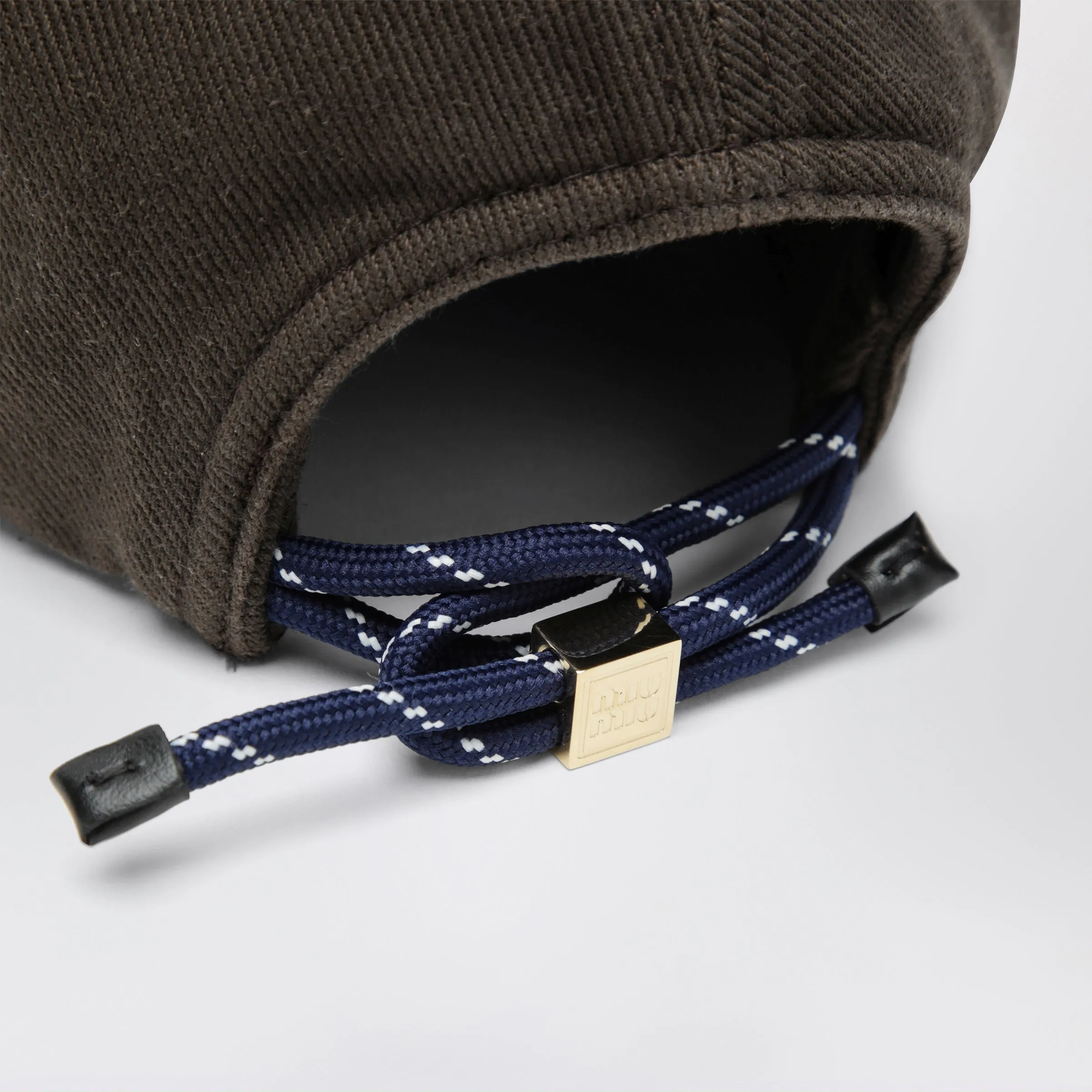 Washed Denim Baseball Cap In Dark Brown And Blue sold by Wanan Luxury product image thumbnail 3