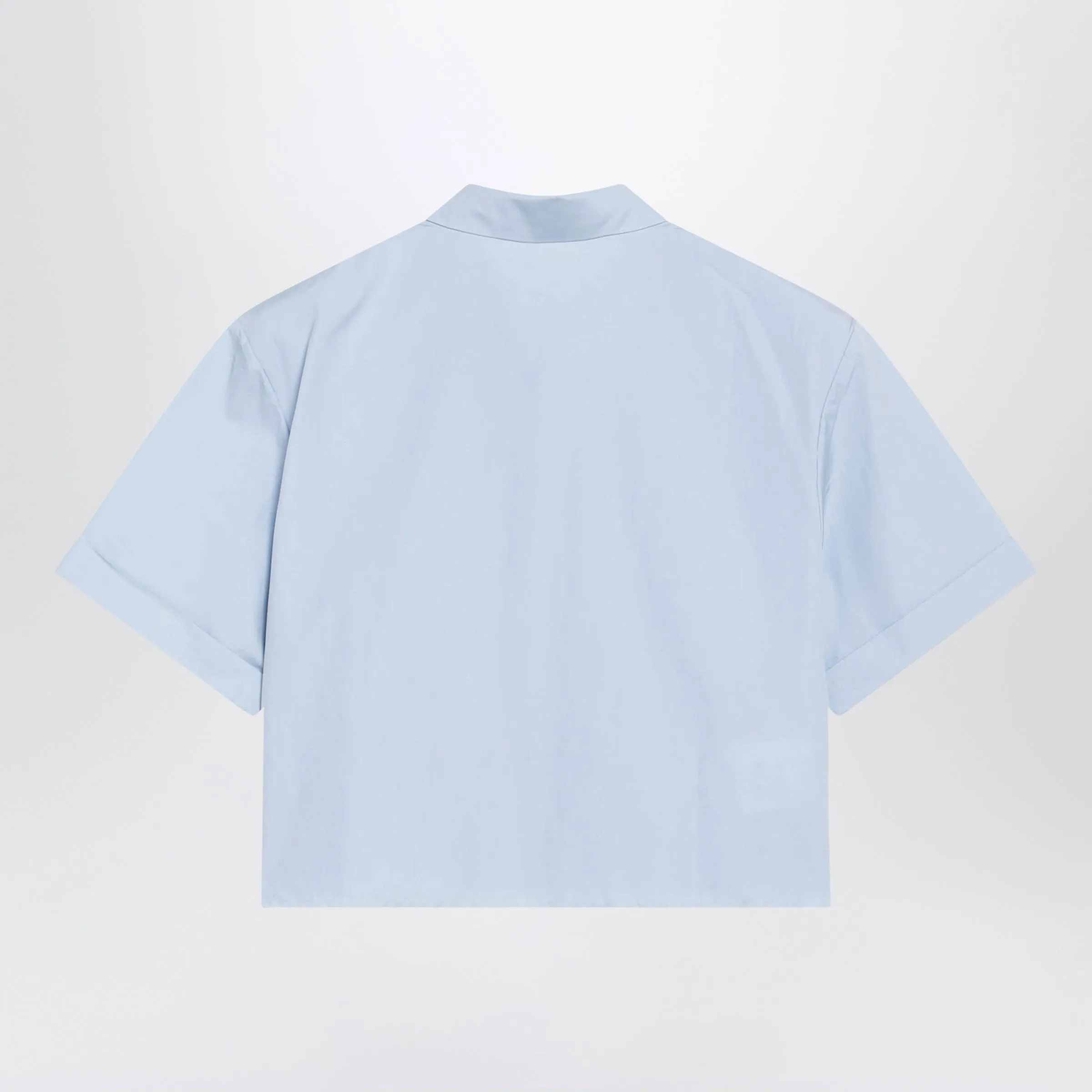 Light Blue Cropped Poplin Shirt With Ruffles sold by Wanan Luxury product image thumbnail 2