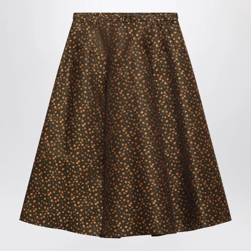 Military Green Floral Skirt made by Prada