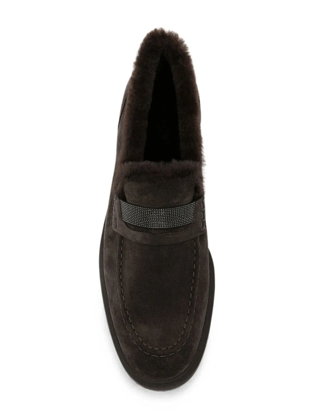 Suede Penny Loafers With Shearling Lining And Precious Insert sold by Wanan Luxury product image thumbnail 4