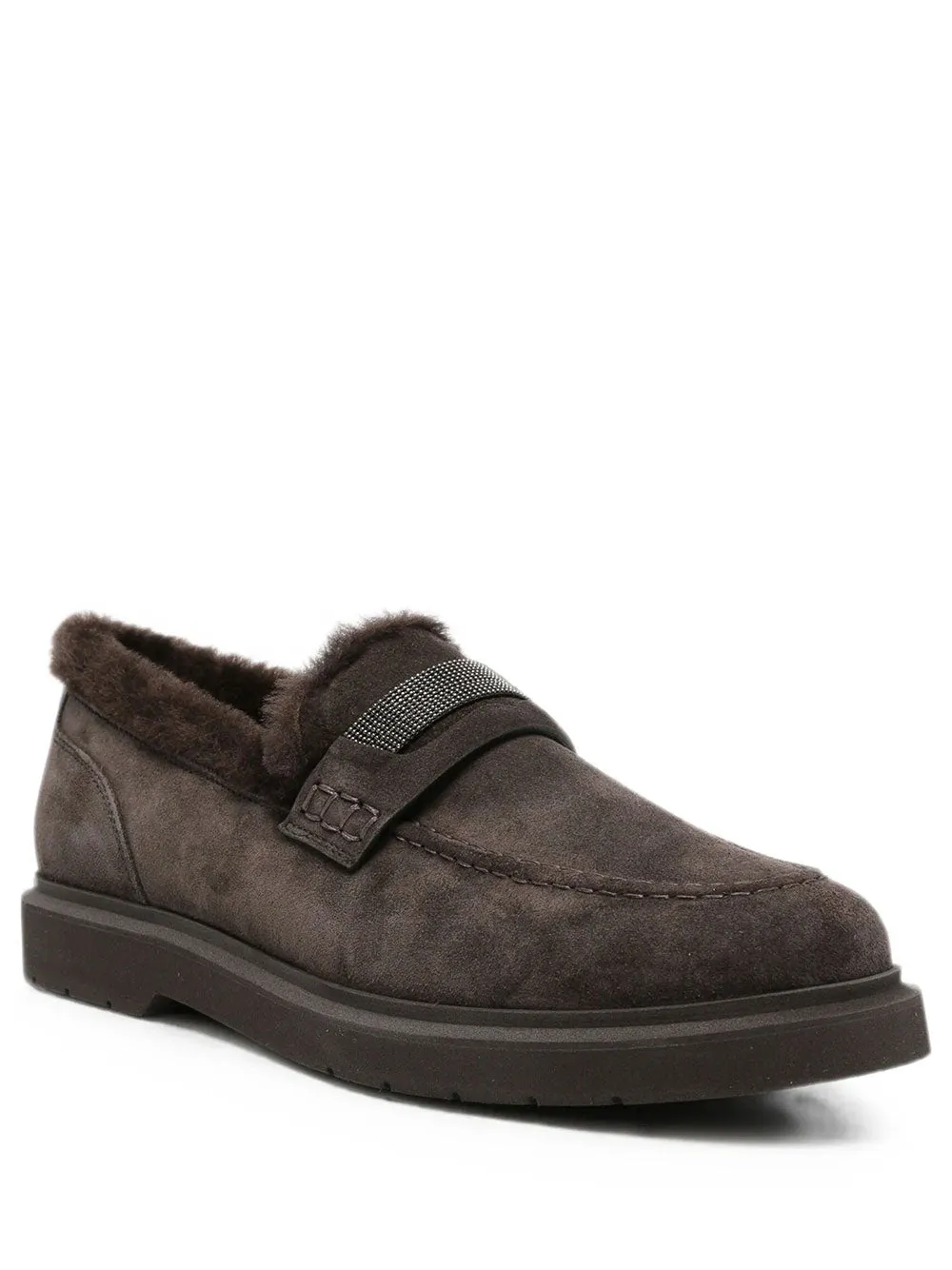 Suede Penny Loafers With Shearling Lining And Precious Insert sold by Wanan Luxury product image thumbnail 2