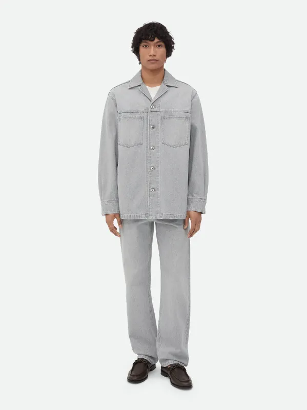 Light Grey Washed Denim Shirt made by Bottega Veneta