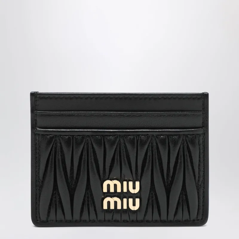 Black Matelassé Leather Cardholder made by Miu Miu
