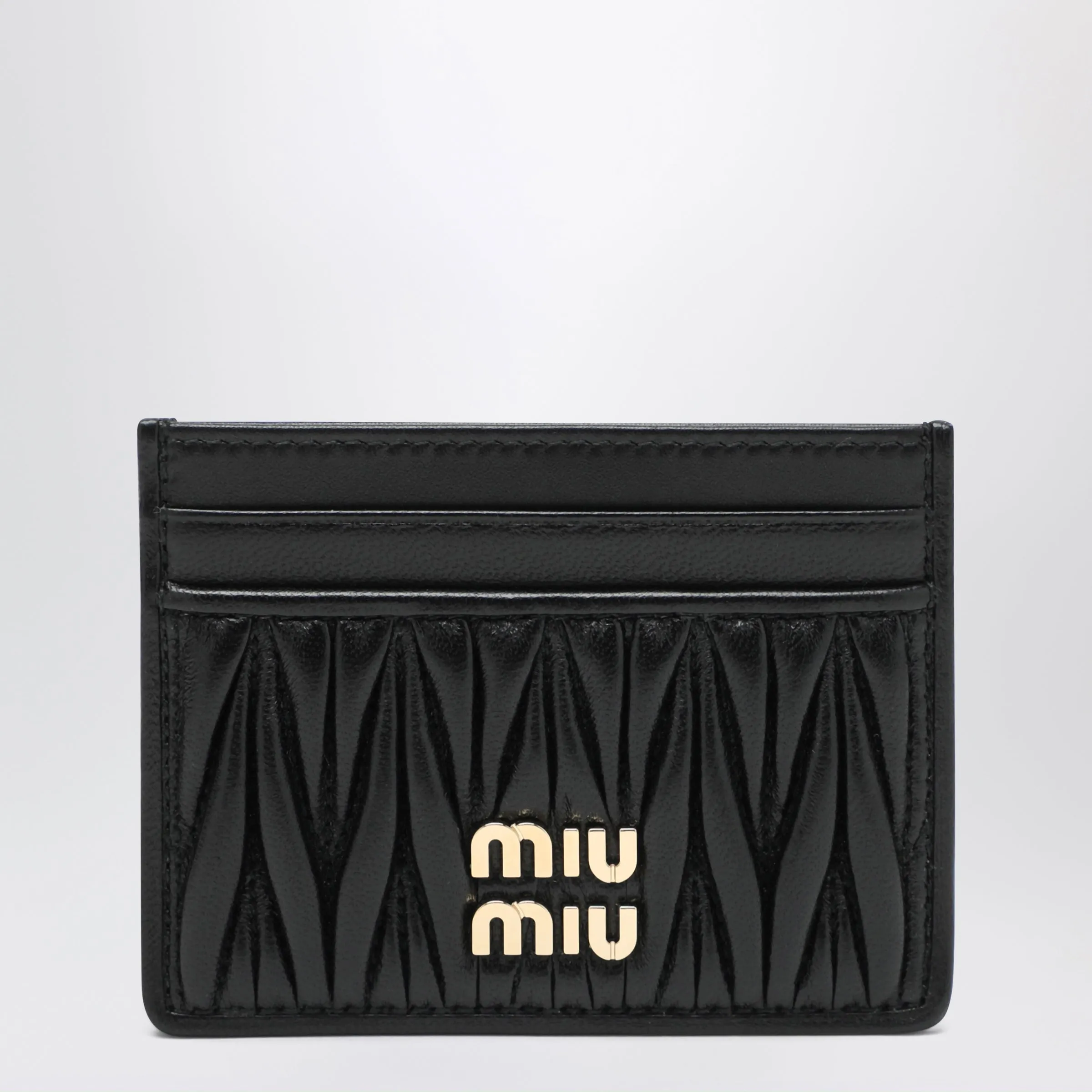 Black Matelassé Leather Cardholder sold by Wanan Luxury