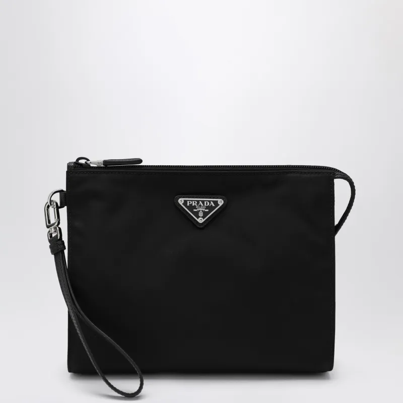 Black Pouch In Re-Nylon And Saffiano made by Prada