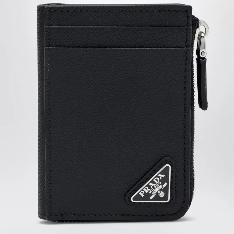 Black Saffiano Zip Card Holder made by Prada