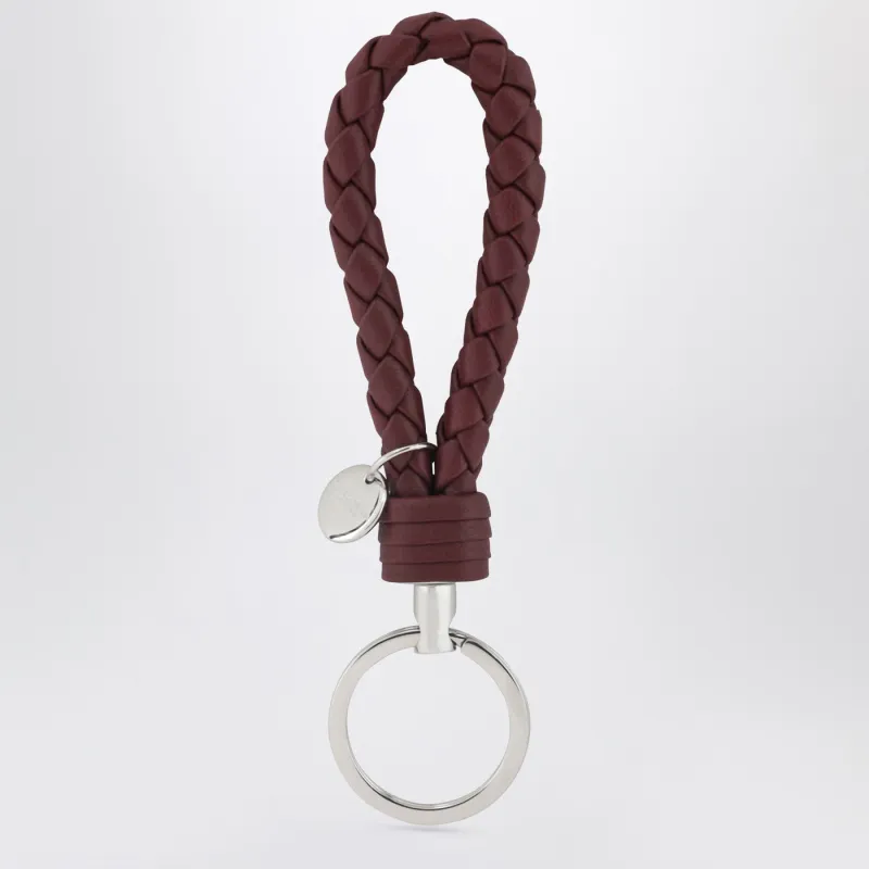 Bordeaux Intrecciato Leather Key Ring made by Bottega Veneta