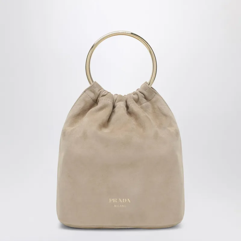 Mini Bucket Bag In Desert Suede made by Prada