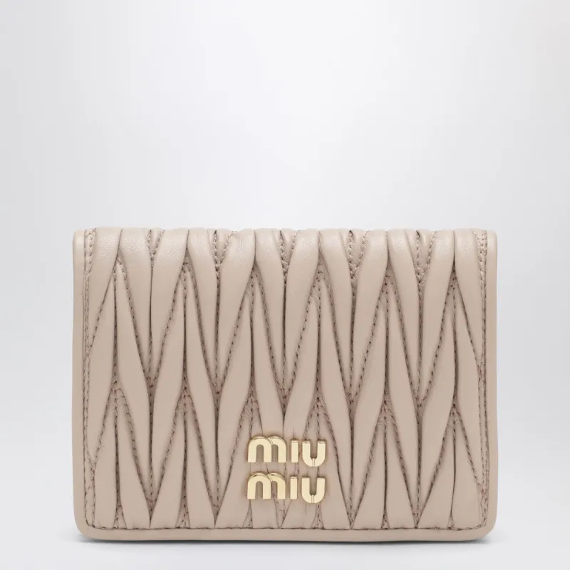 Compact Wallet In Powder-Pink Quilted Nappa made by Miu Miu