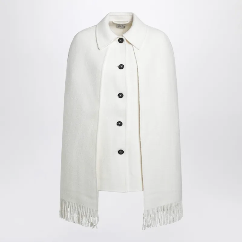 White Cape Jacket With Fringes made by Toteme