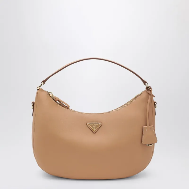 Light Brown Leather Shoulder Bag made by Prada